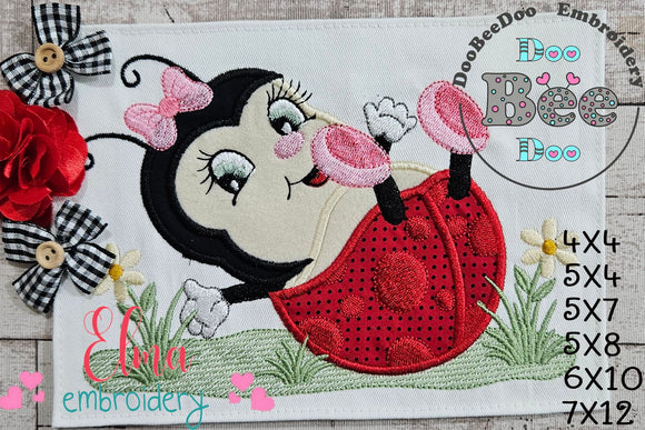 Cute Ladybug - Applique - Machine Embroidery Design