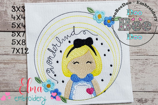 Alice in Wonderland Frame - Fill Stitch Embroidery