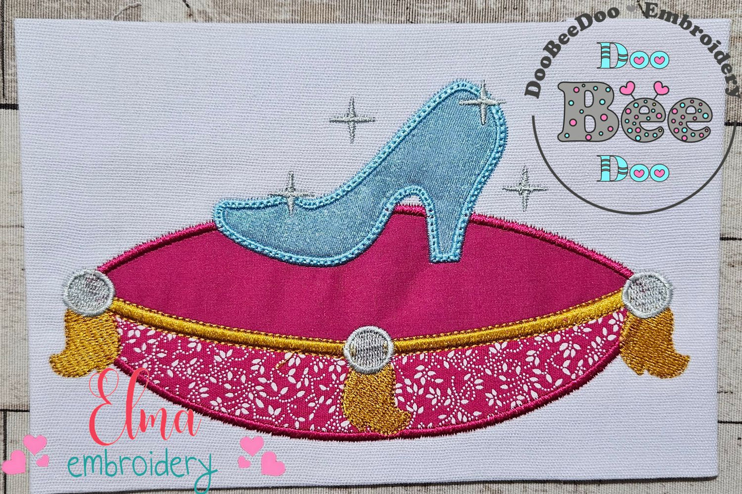 Princess Cinderella Shoe - Applique - Machine Embroidery Design