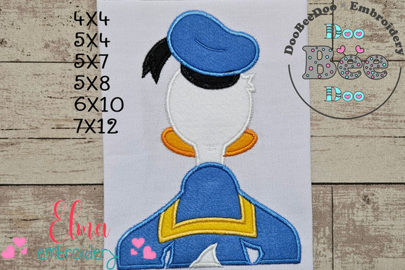 Donald Duck Back - Applique - Machine Embroidery Design