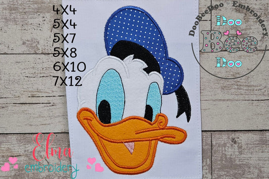 Donald Duck Face - Applique - Machine Embroidery Design