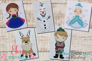 Frozen Characters Cute - Applique - Set of 5 designs