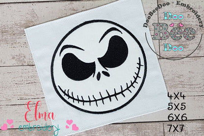 Jack Skellington Face - Applique - Machine Embroidery Design