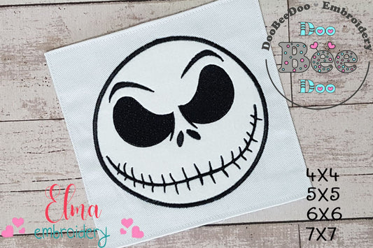 Jack Skellington Face - Applique - Machine Embroidery Design