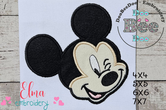 Mickey Mouse Blinking Face - Applique Embroidery