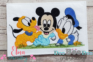 Baby Mouse, Duck and Puppy - Fill Stitch