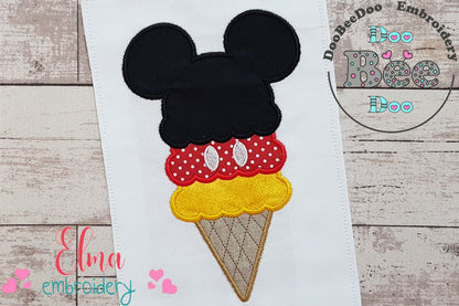 Mouse Ears Boy Summer Ice Cream - Applique - Machine Embroidery Design