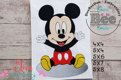 Baby Mouse Boy with Open Arms - Fill Stitch - Machine Embroidery Design