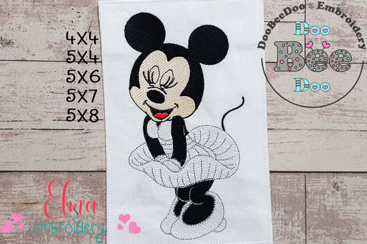 Mouse Girl as Marilyn Monroe - Fill Stitch - Machine Embroidery Design