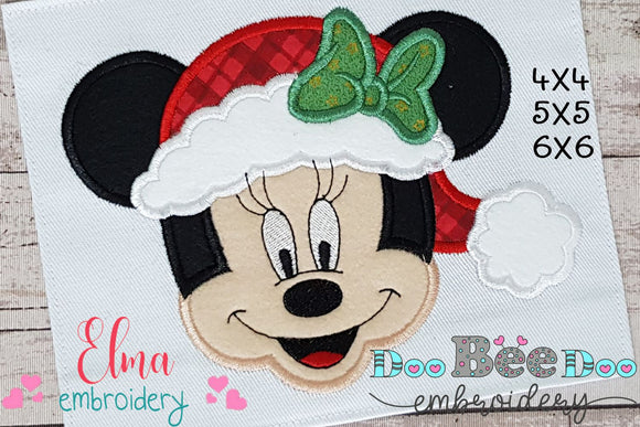 Mouse Ears Girl Christmas - Applique - Machine Embroidery Design