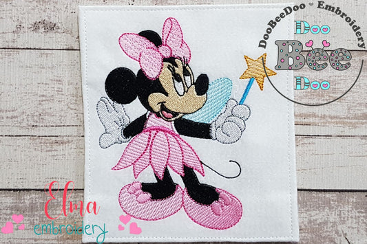 Fairy Mouse Girl with Magic Wand - Fill Stitch - Machine Embroidery Design
