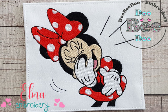 Mouse Girl Laughing - Fill Stitch - Machine Embroidery Design