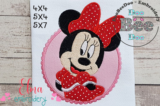 Mouse Girl Frame - Applique - Machine Embroidery Design