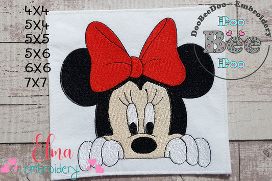 Mouse Girl Looking Over - Fill Stitch - Machine Embroidery Design