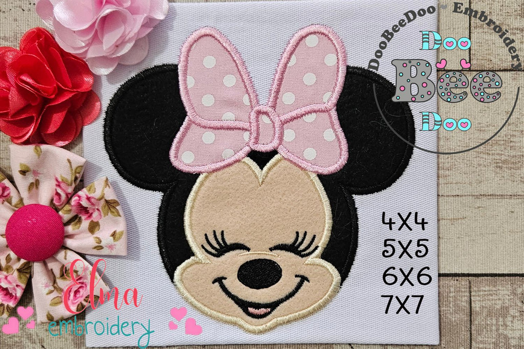 Minnie Mouse Cute Face - Applique - Machine Embroidery Design