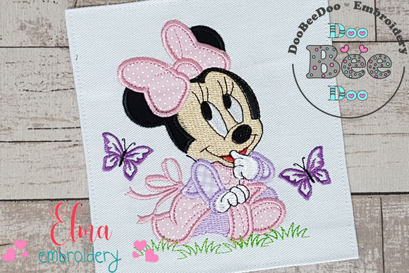 Cute Baby Mouse Girl - Applique Embroidery