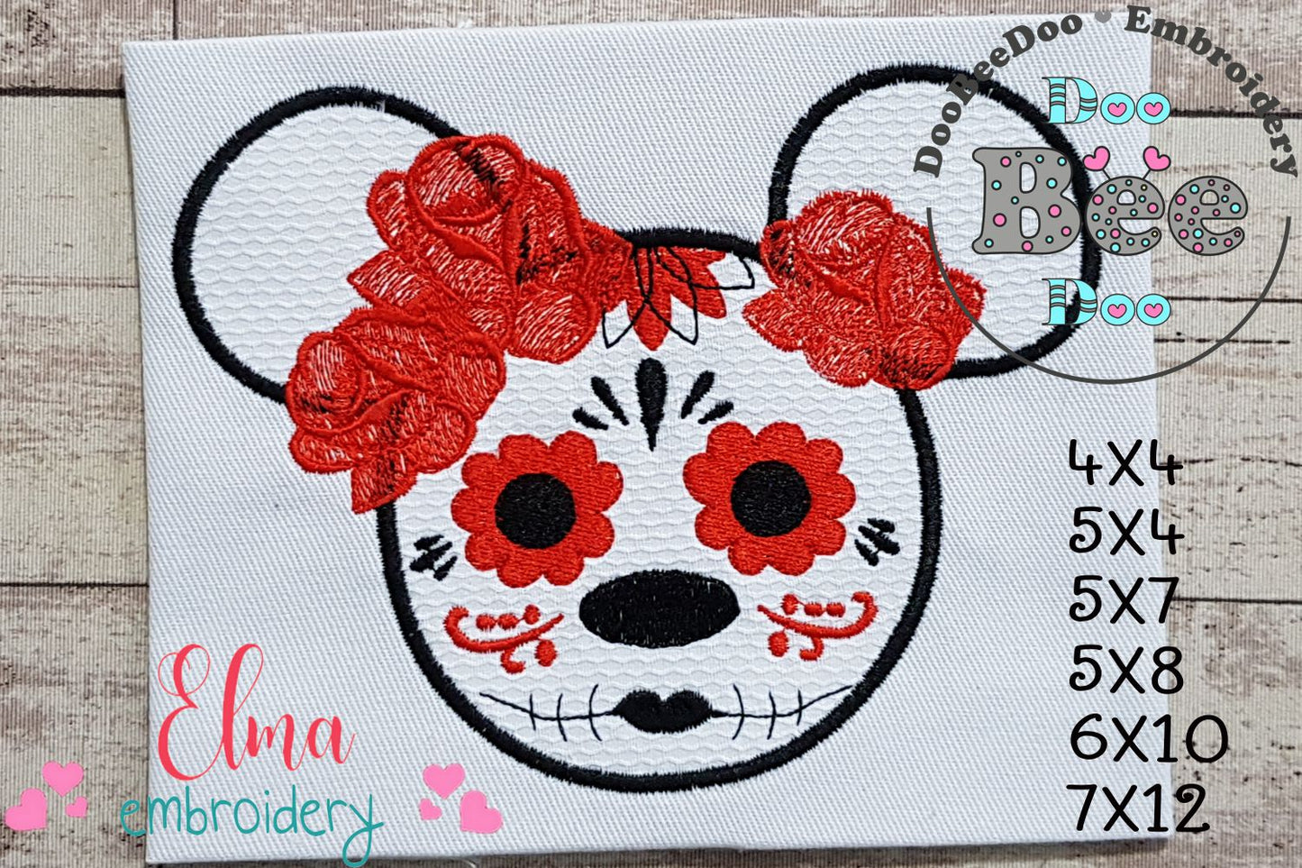 Mouse Girl Sugar Skull - Applique Embroidery