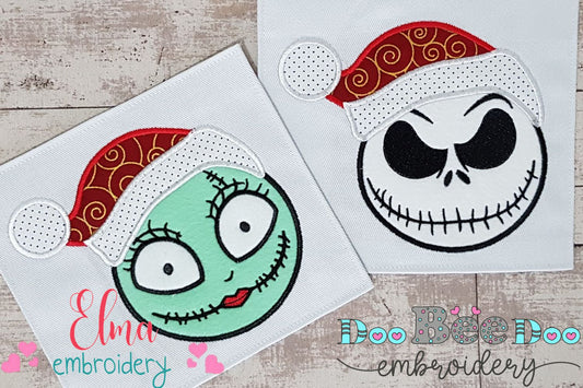 Christmas Skellington Girl and Boy - Applique - Set of 2 designs