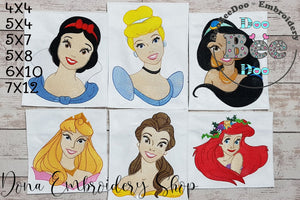 Princess Collection - Set of 6 designs - Fill Stitch Machine Embroidery Design