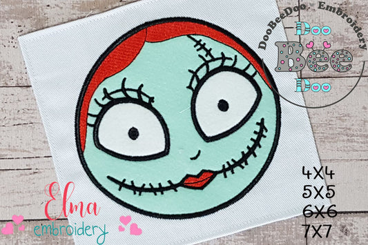Sally Skellington Face - Applique - Machine Embroidery Design
