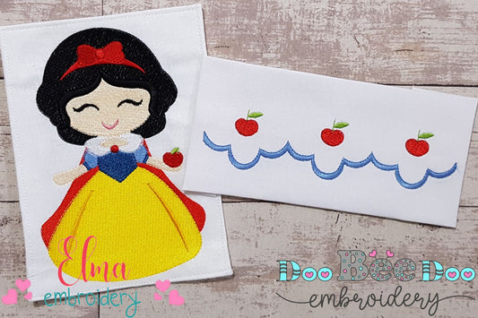 Princess Snow White and Border - Fill Stitch