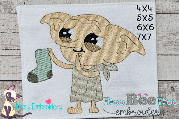 Dobby with Socks - Fill Stitch - Machine Embroidery Design