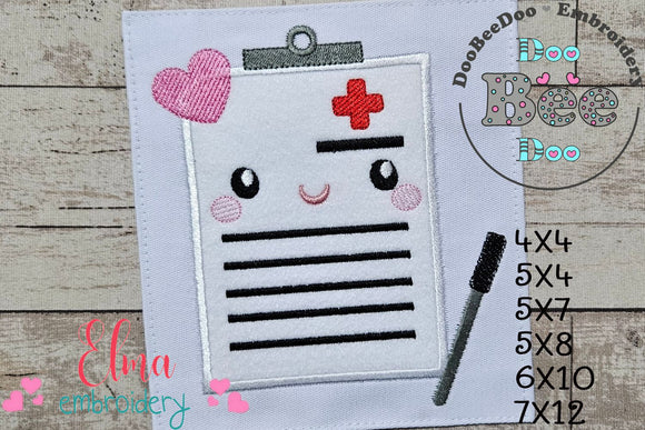 Happy Doctor Clipboard - Applique Embroidery