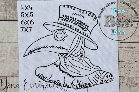 Witch Doctor - Redwork - Machine Embrodiery Design