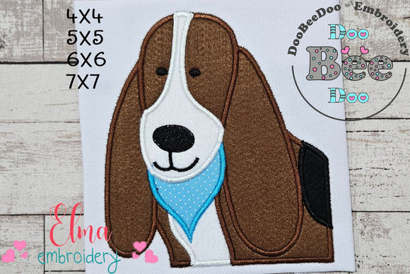 Basset Dog Boy - Applique - Machine Embroidery Design