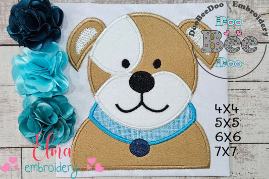 Bulldog Dog Boy - Applique - Machine Embroidery Design