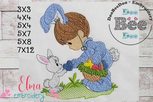 Little Boy as Easter Bunny - Fill Stitch - Machine Embroidery Design