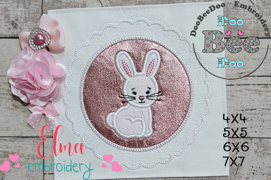Cute Bunny Frame - Applique - Machine Embroidery Design