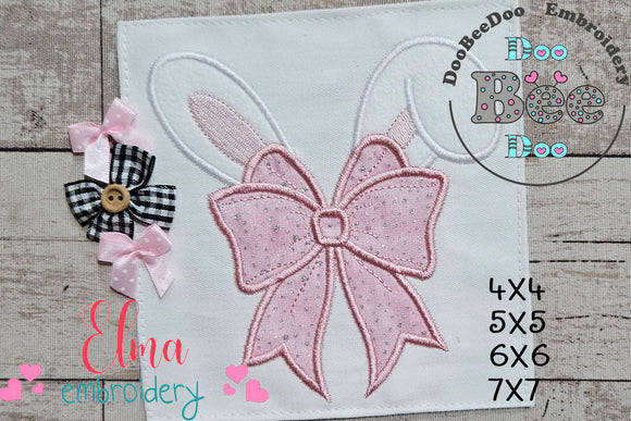 Bunny Girl Ears Coquette Bow - Applique - Machine Embroidery Design