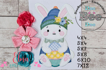 Floral Easter Bunny - Applique - Machine Embroidery Design