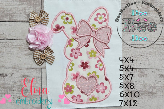 Easter Girl Bunny Silhouette - Applique - Machine Embroidery Design