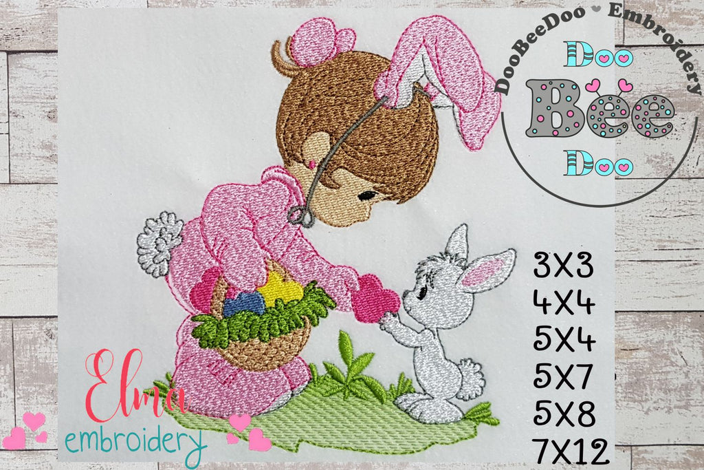 Little Girl as Easter Bunny - Fill Stitch - Machine Embroidery Design