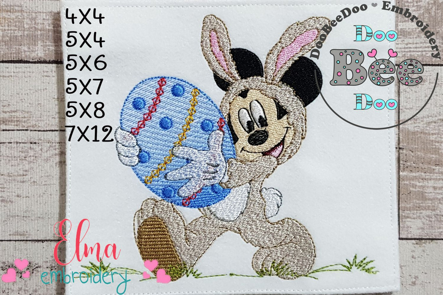 Mouse Boy as Easter Bunny - Fill Stitch Embroidery