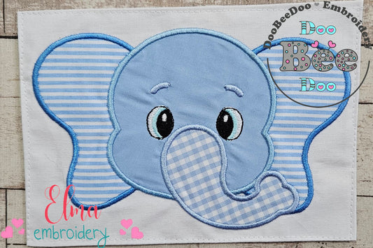 Elephant Face Boy - Applique - Machine Embroidery Design