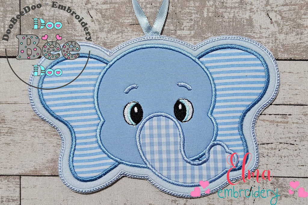 Elephant Boy Face Tag - ITH Project - Machine Embroidery Design