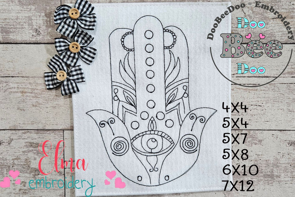 Hamsa Hand - Redwork - Machine Embroidery Design