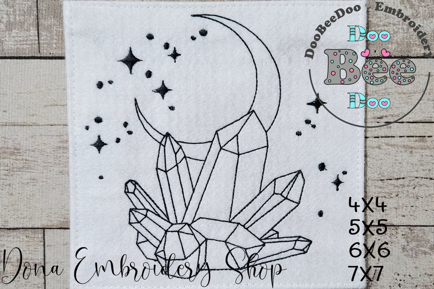 Moon Crystal - Redwork - Machine Embroidery Design