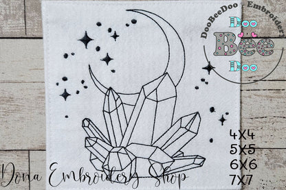 Moon Crystal - Redwork - Machine Embroidery Design