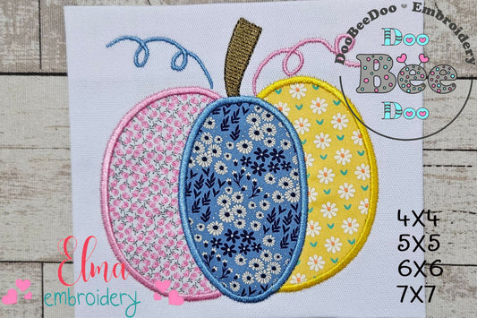 Colorful Pumpkin - Applique - Machine Embroidery Design