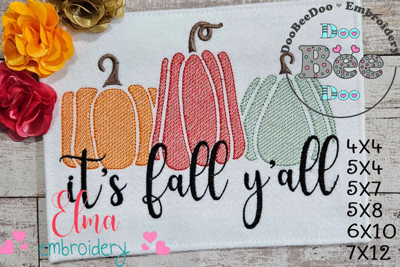 It's Fall Y'all - Sketch Stitch - Machine Embroidery Design