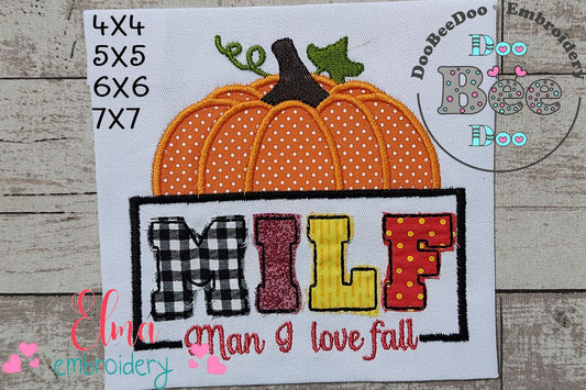 Pumpkin Man I Love Fall - Applique Embroidery