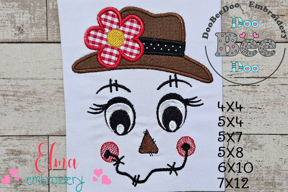 Scarecrow Girl Face - Applique Embroidery