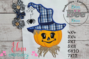 Halloween Pumpkin Scarecrow - Applique - Machine Embroidery Design