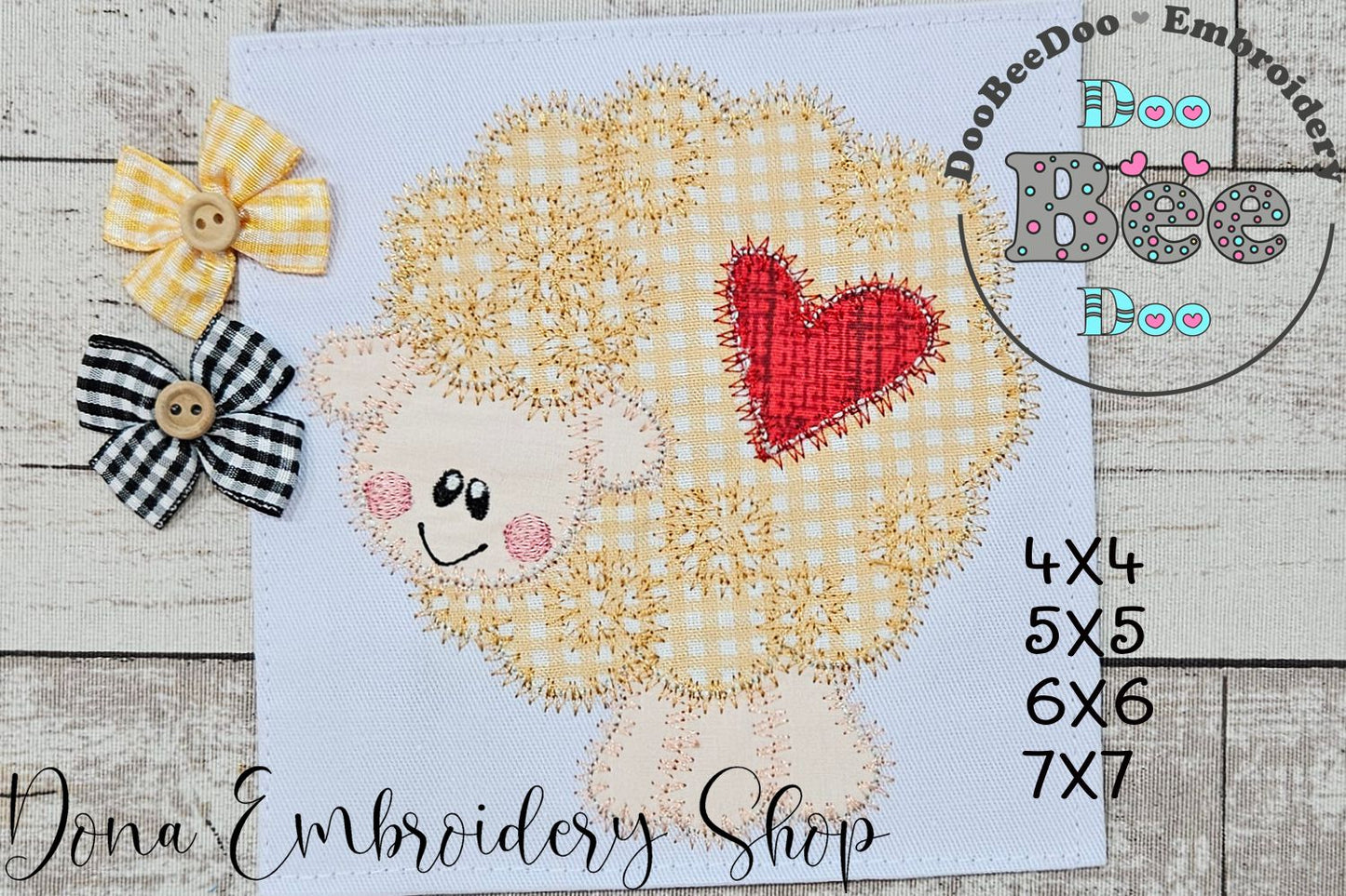 Cute Sheep - Zig Zag Applique - Machine Embroidery Design