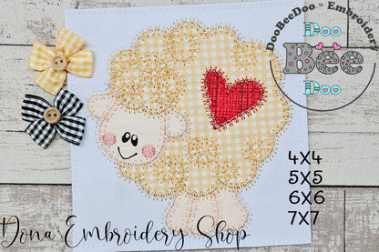 Cute Sheep - Zig Zag Applique - Machine Embroidery Design