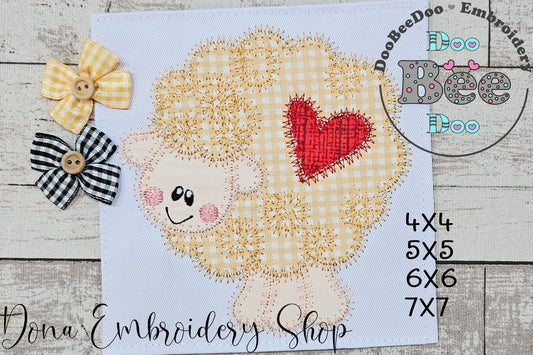 Cute Sheep - Zig Zag Applique - Machine Embroidery Design